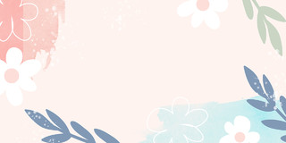 粉色小清新卡通春天植物花卉活动展板背景